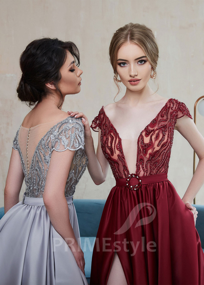 Saténove popolnočné šaty LS621