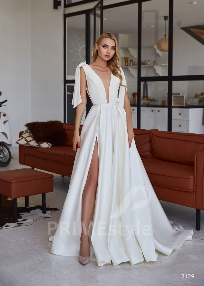 Saténové šaty na svadbu LC2129