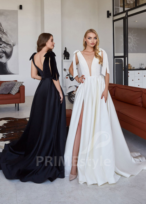 Saténové šaty na svadbu LC2129 2