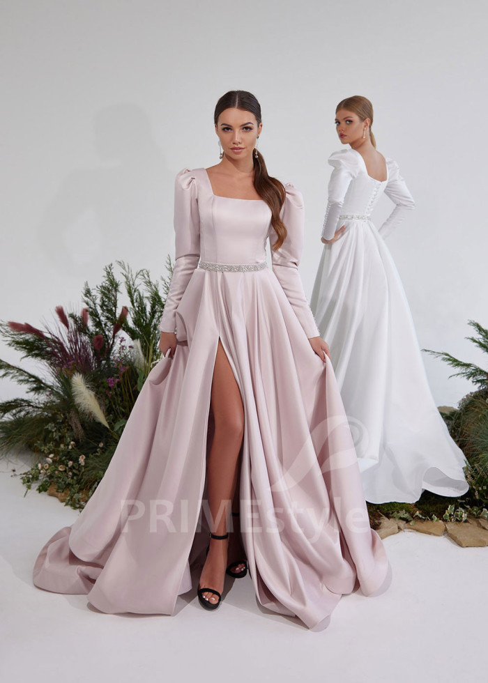 Saténové šaty na svadbu LS929