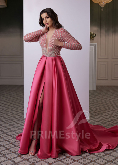 Saténové šaty na ples LC2604