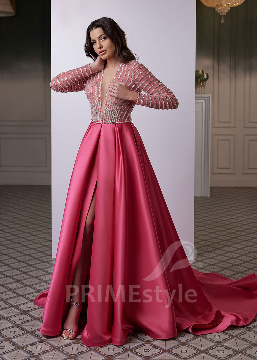 Saténové šaty na ples LC2604