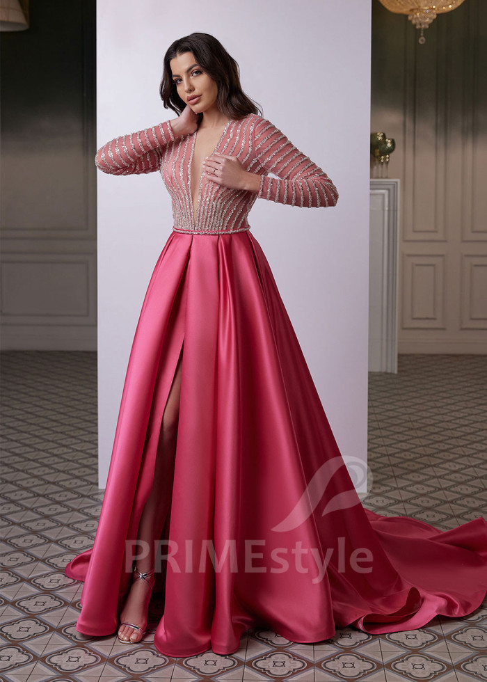 Saténové šaty na ples LC2604