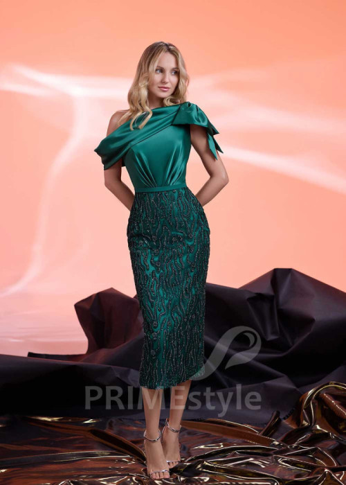 Luxusné midi spoločenské šaty LS1007