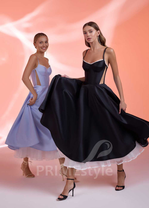 Moderné midi spoločenské šaty LS1010