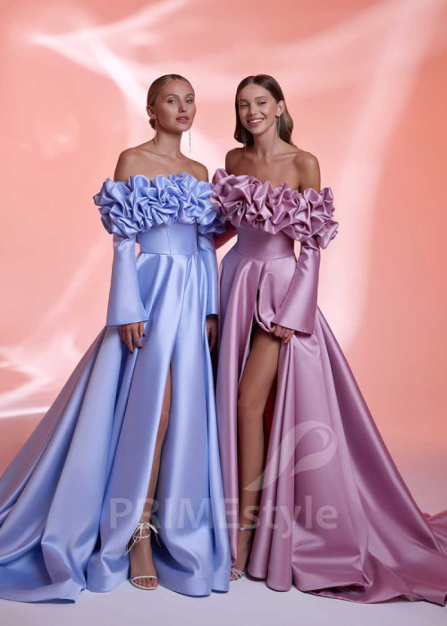 Plesové šaty s dlhým rukávom LS1011