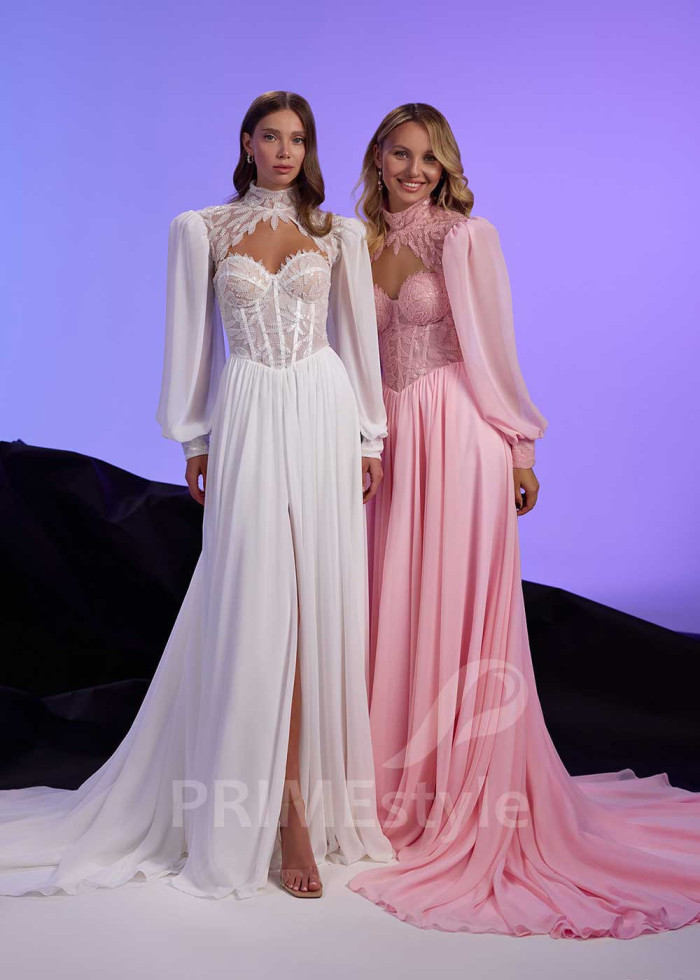 Dlhé spoločenské šaty s rukávom LS1017