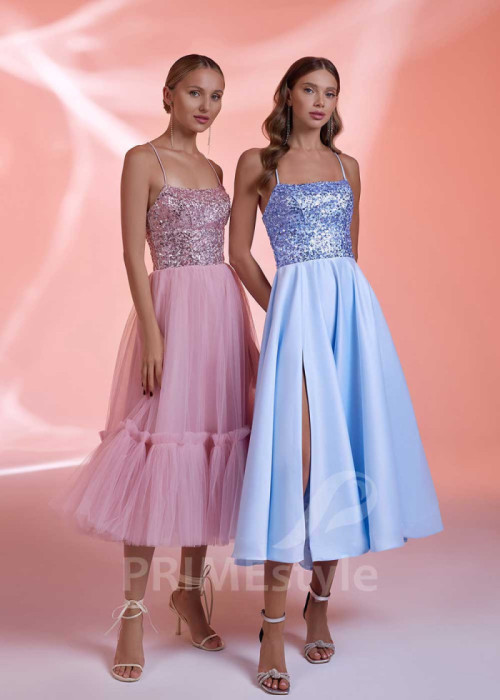 Trblietavé midi spoločenské šaty LS1030 2