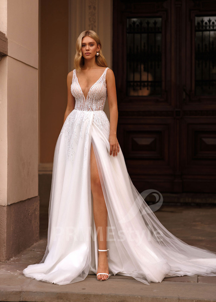 Luxusné trblietavé svadobné šaty Perla