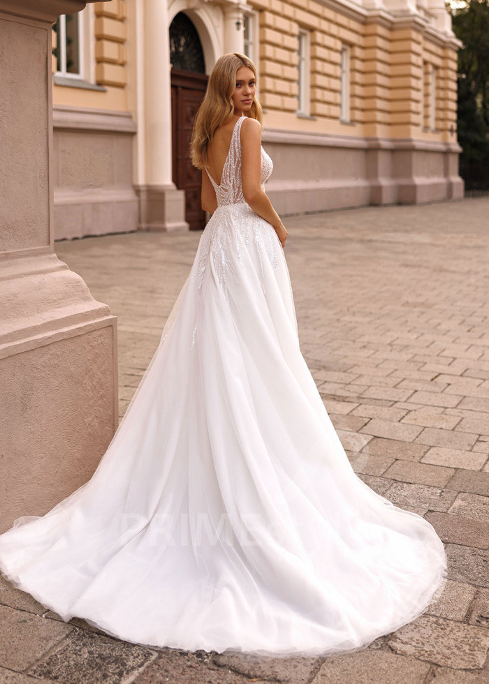 Luxusné trblietavé svadobné šaty Perla