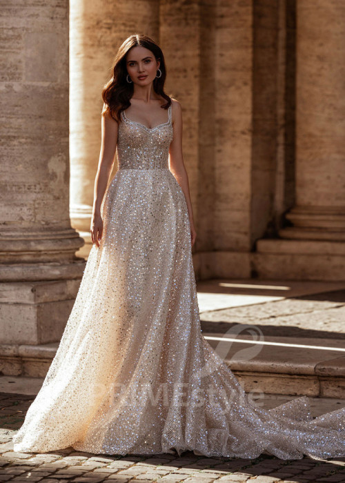 Luxusné trblietavé svadobné šaty LS852