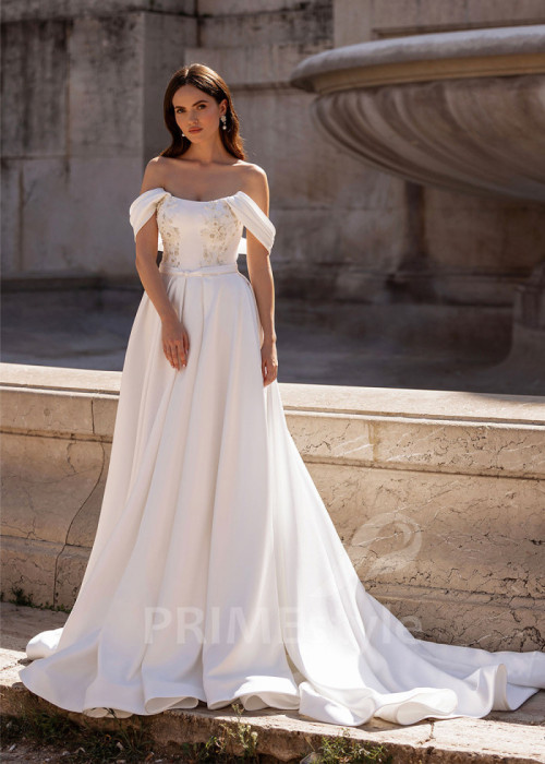 Jednoduché romantické svadobné šaty LS853