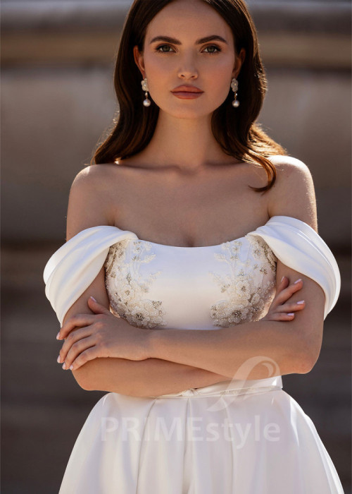 Jednoduché romantické svadobné šaty LS853 2