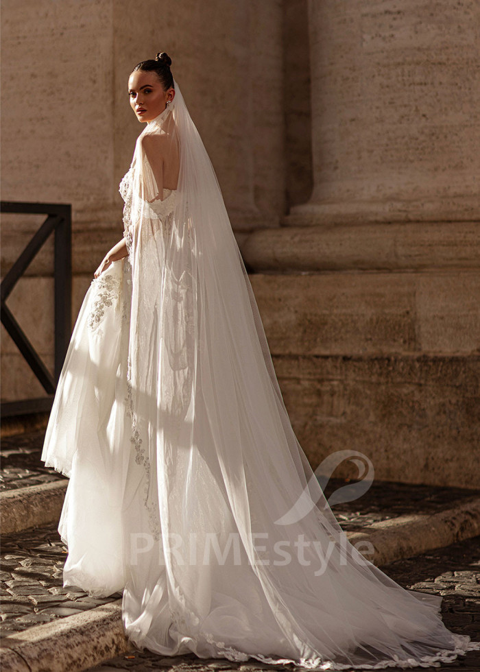 Luxusné čipkované svadobné šaty LS856