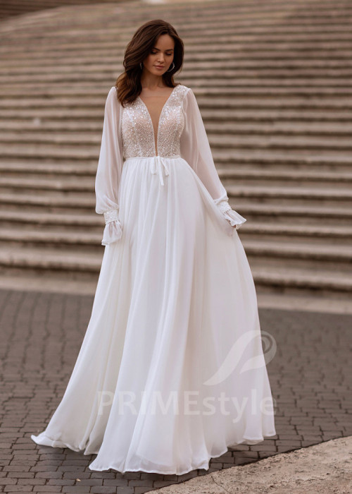 Elegantné šifónové svadobné šaty LS857