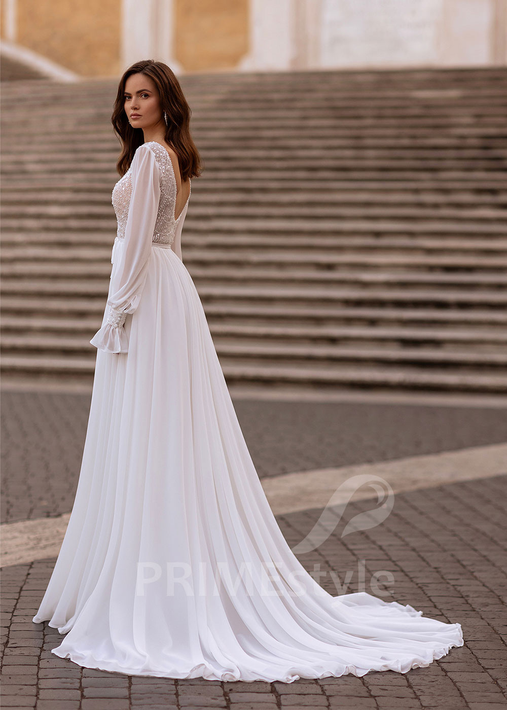 Elegantné šifónové svadobné šaty LS857