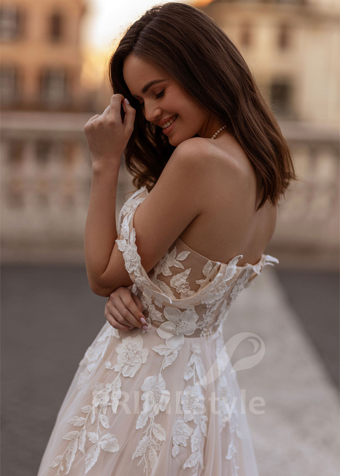Luxusné kvetované svadobné šaty LS858