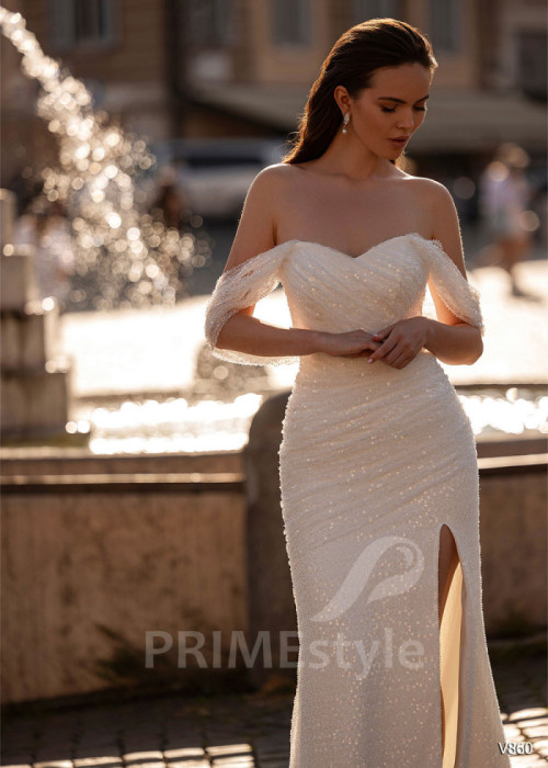 Extravagantné trblietavé svadobné šaty LS860 2