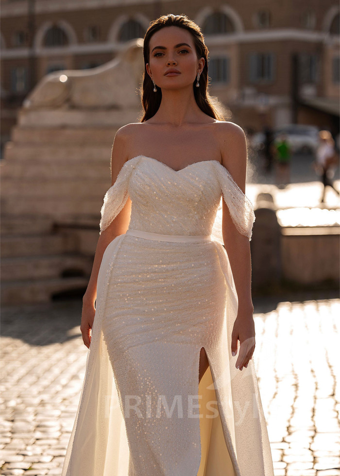 Extravagantné trblietavé svadobné šaty LS860