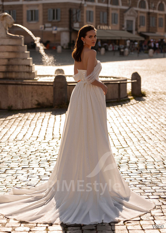 Extravagantné trblietavé svadobné šaty LS860