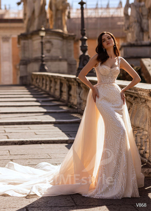 Elegantné trblietavé svadobné šaty LS868 2