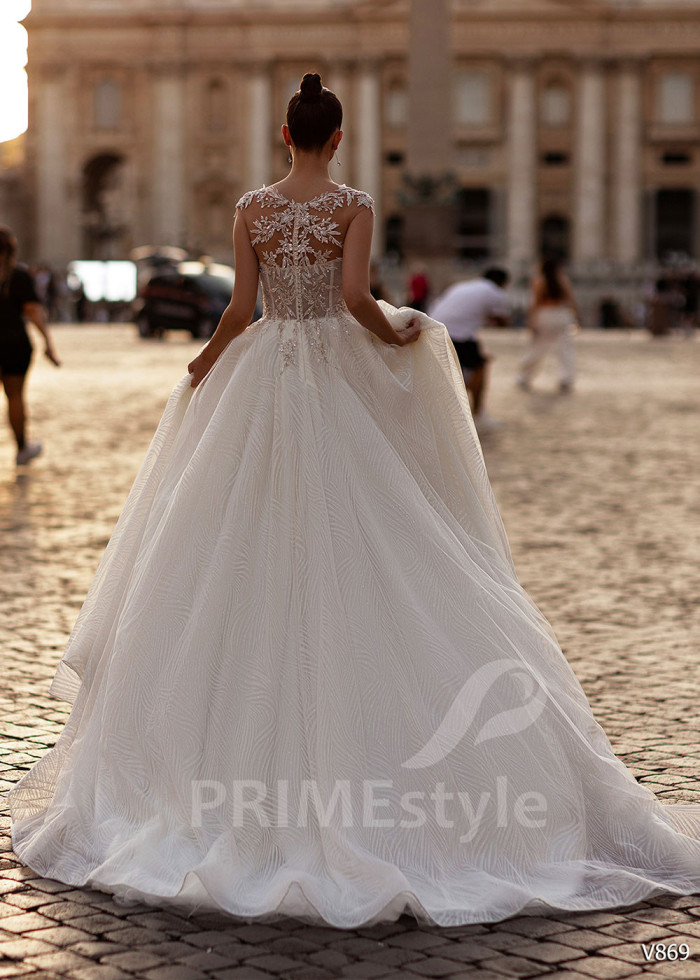 Extravagantné trblietavé svadobné šaty LS869