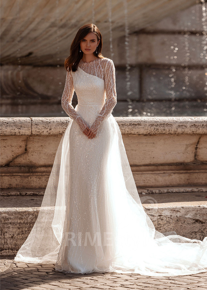 Elegantné asymetrické svadobné šaty LS878