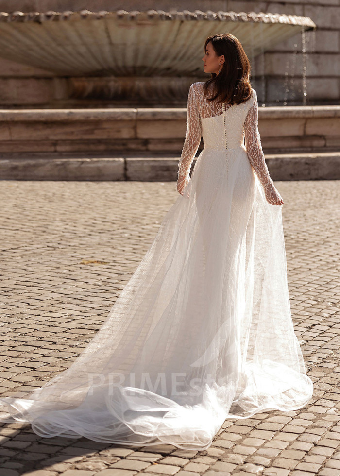 Elegantné asymetrické svadobné šaty LS878