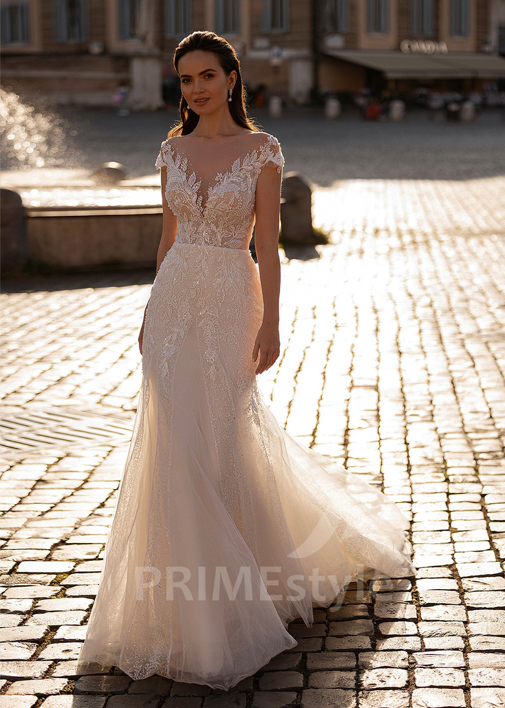 Elegantné úzke svadobné šaty LS879