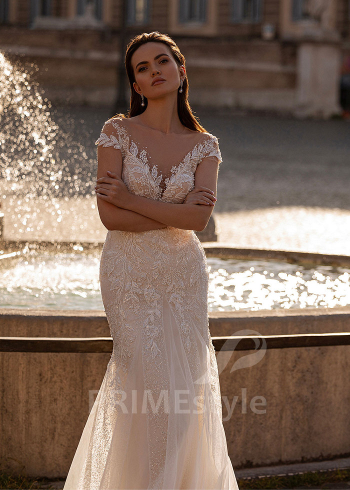 Elegantné úzke svadobné šaty LS879