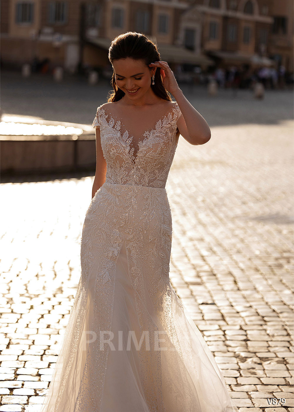 Elegantné úzke svadobné šaty LS879