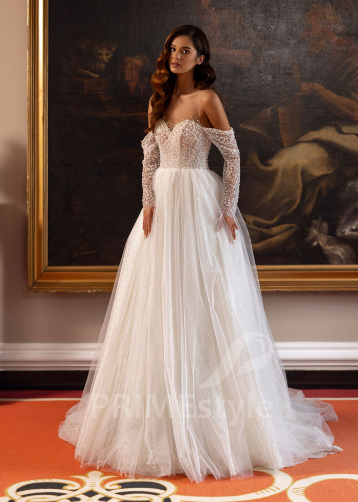 Luxusné trblietavé svadobné šaty Anita