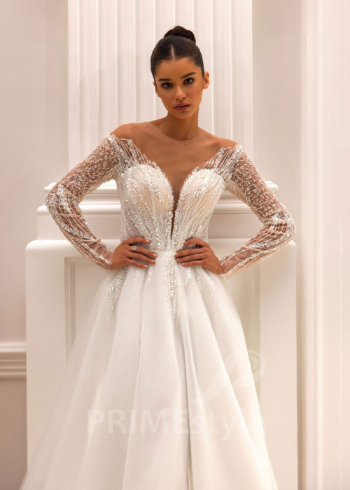 Extravagantné trblietavé svadobné šaty Elizabeth 2