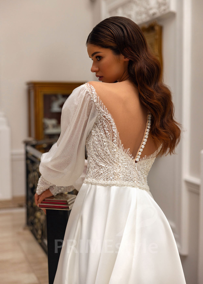 Extravagantné trblietavé svadobné šaty Nancy