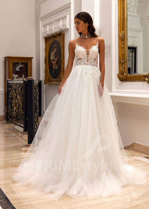 Elegantné svadobné šaty na ramienka Sheila