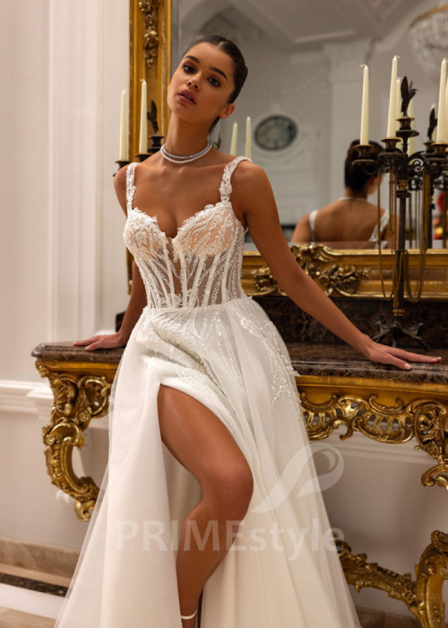 Extravagantné čipkované svadobné šaty Skylar 2