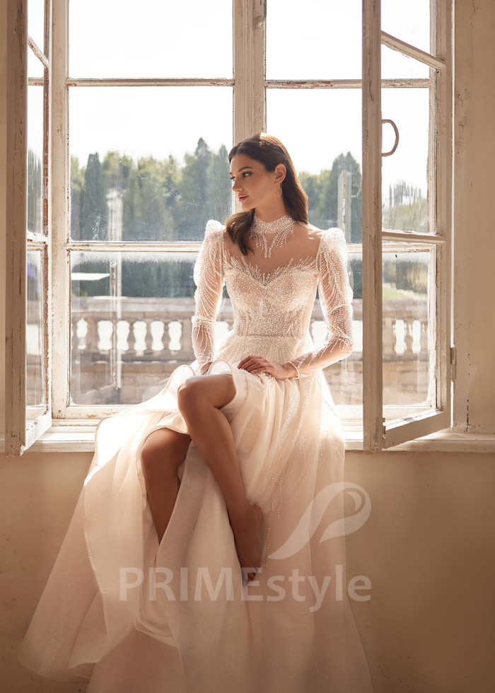 Elegantné trblietavé svadobné šaty LC2700