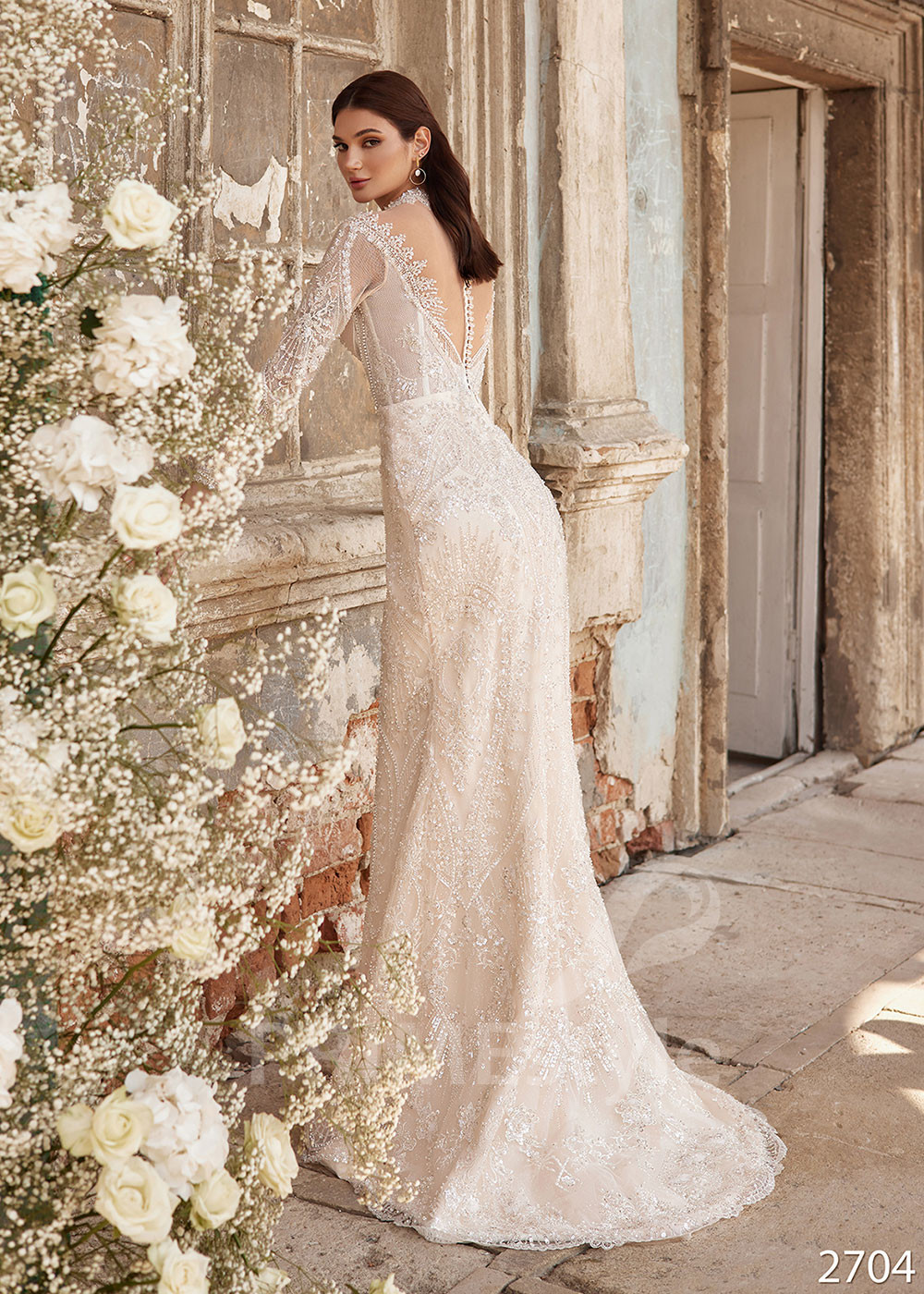 Luxusné trblietavé svadobné šaty LC2704