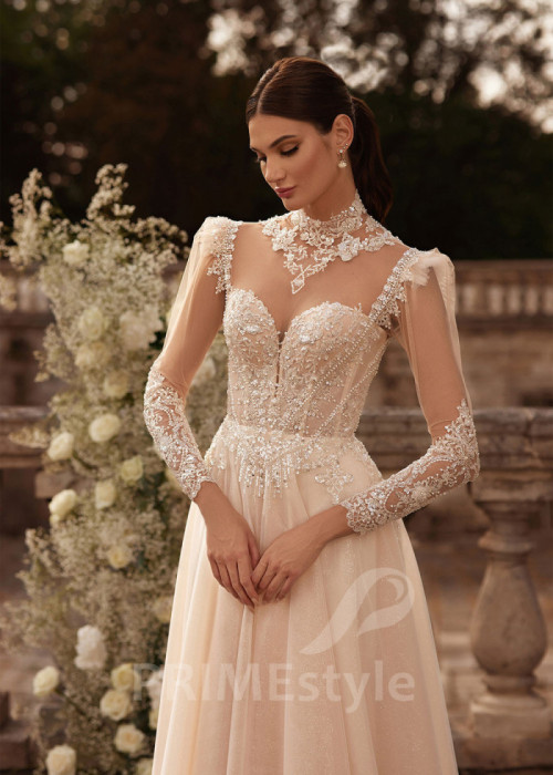 Elegantné čipkované svadobné šaty LC2706 2