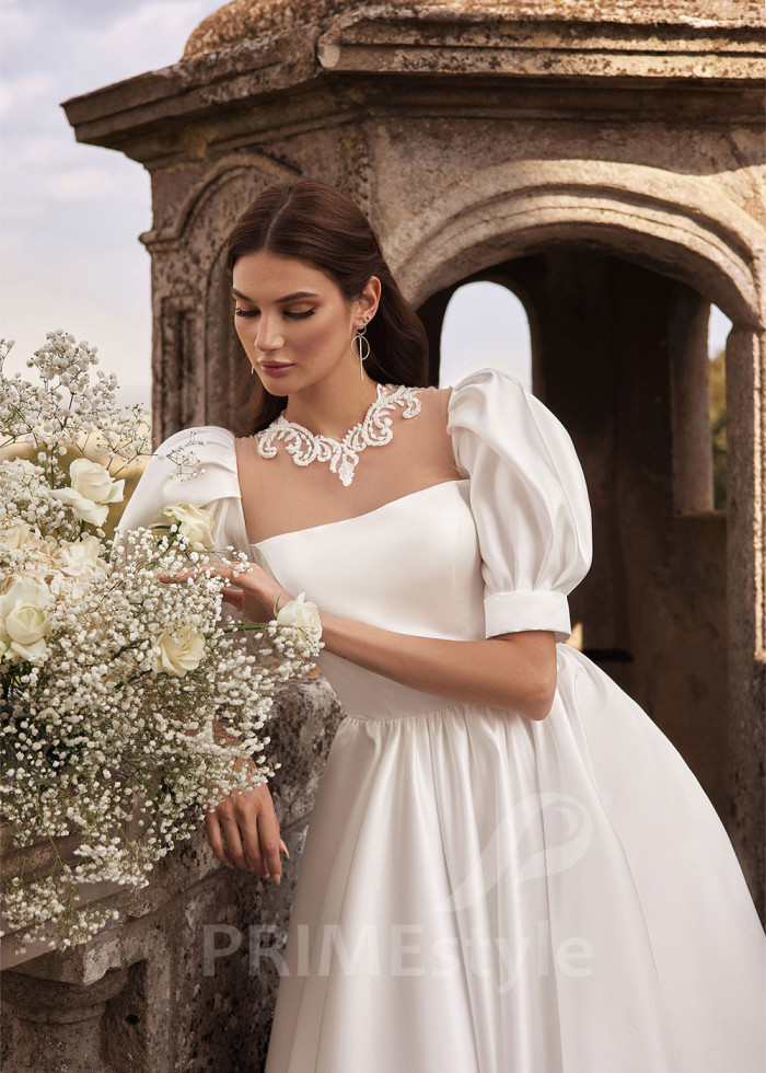 Jednoduché hladké svadobné šaty LC2708