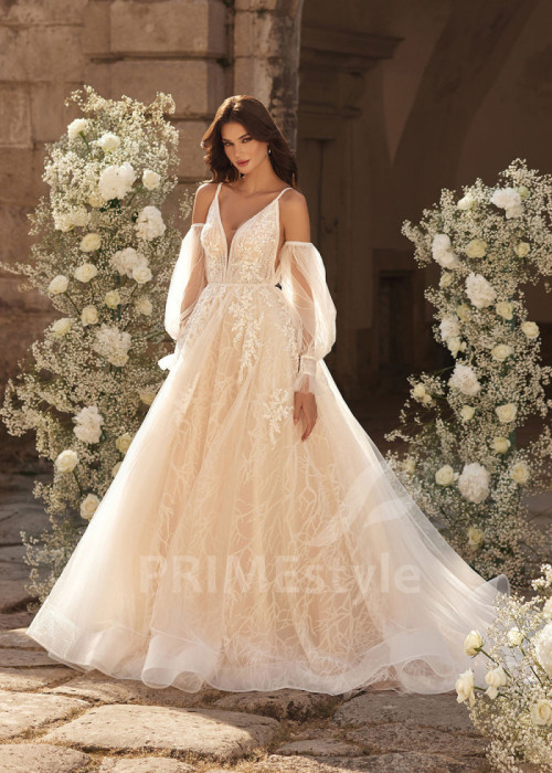 Luxusné svadobné šaty na ramienka LC2712