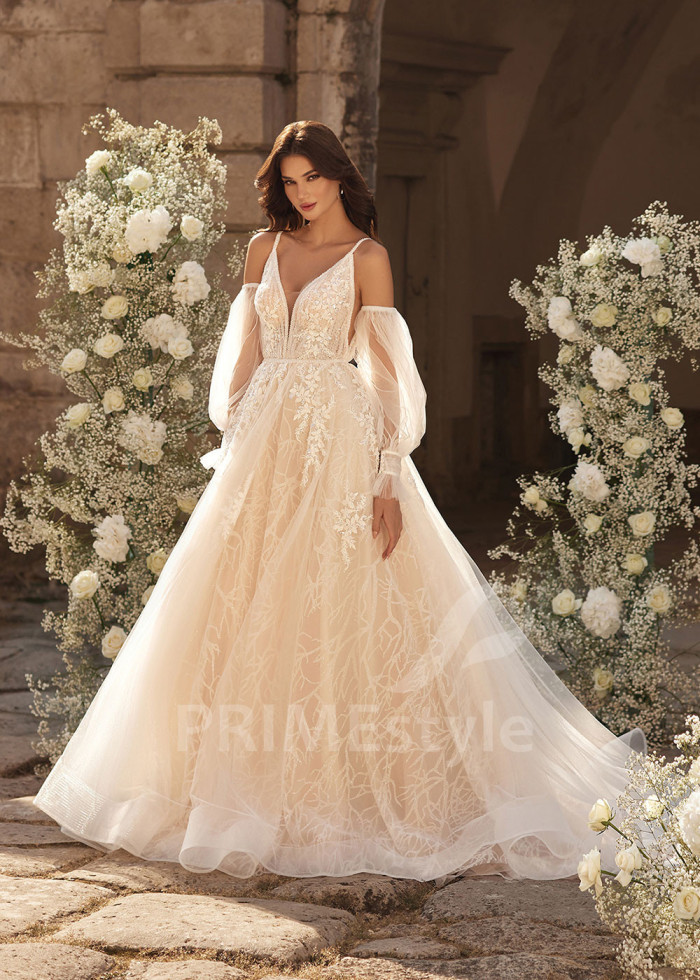 Luxusné svadobné šaty na ramienka LC2712