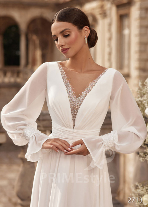 Jednoduché hladké svadobné šaty LC2713 2