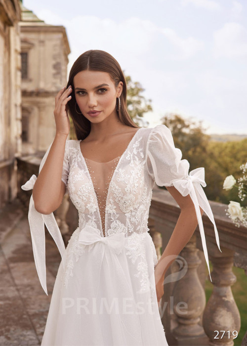 Originálné jednoduché svadobné šaty LC2719 2