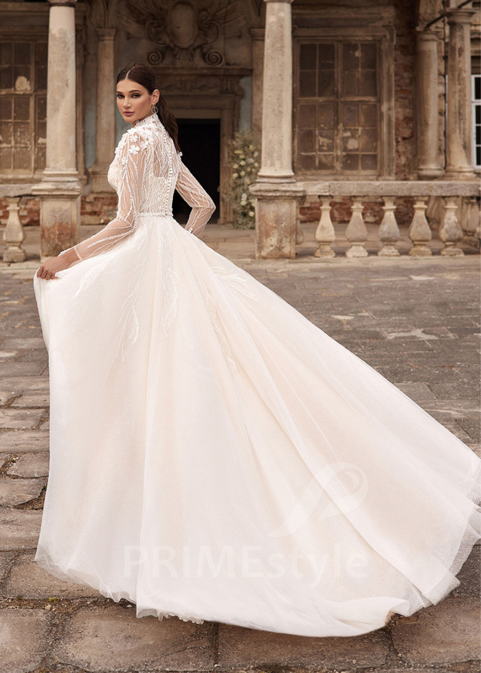 Elegantné trblietavé svadobné šaty LC2720