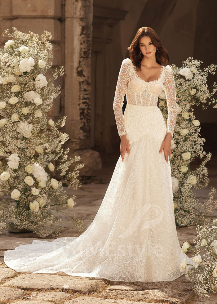 Extravagantné trblietavé svadobné šaty LC2724