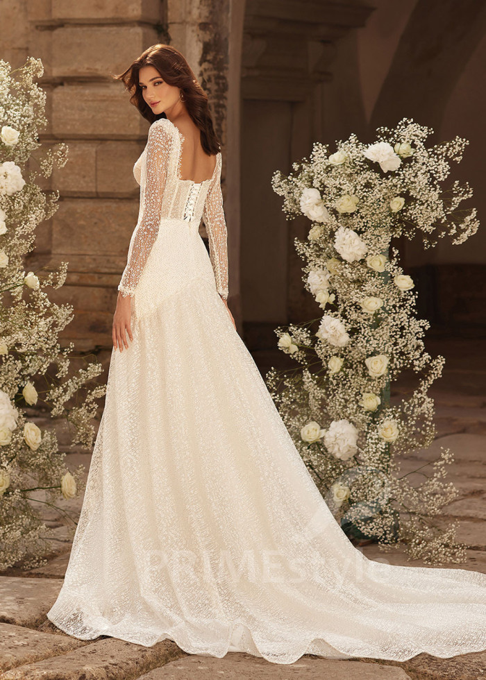 Extravagantné trblietavé svadobné šaty LC2724