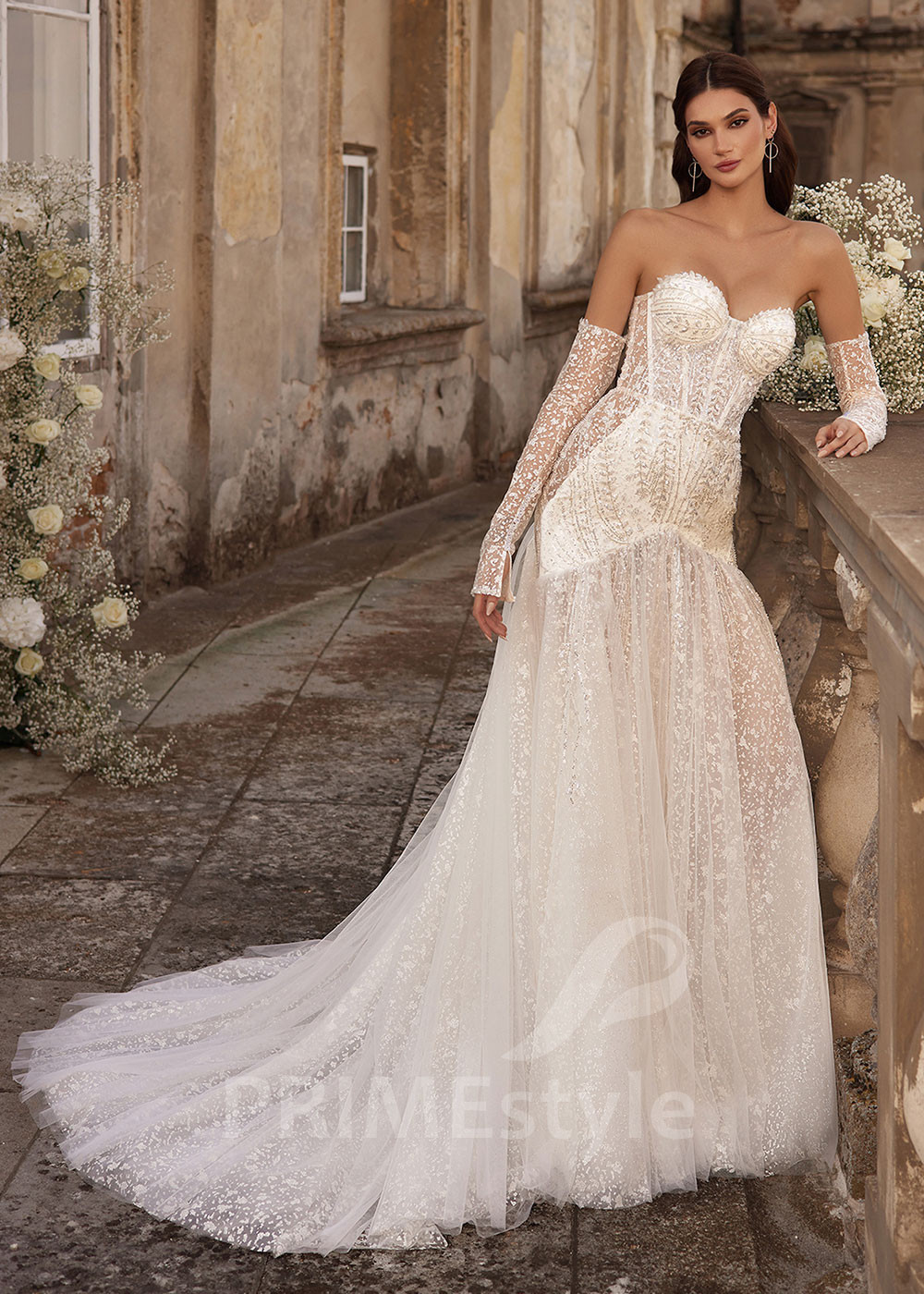 Extravagantné trblietavé svadobné šaty LC2727