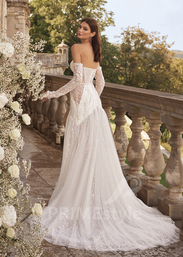 Extravagantné trblietavé svadobné šaty LC2727