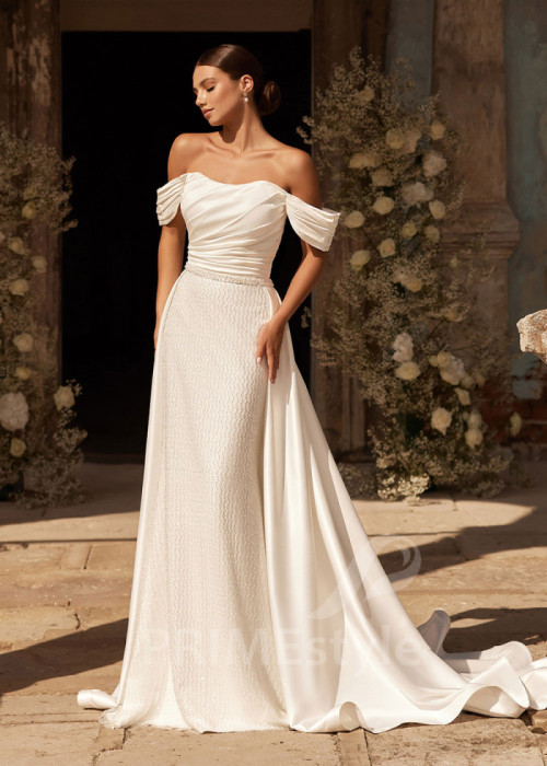 Jednoduché trblietavé svadobné šaty LC2728